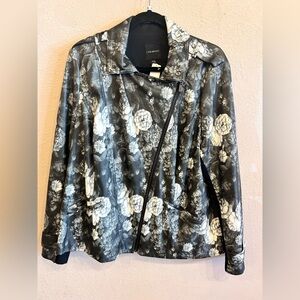 Lane Bryant Friend & Faux Floral Print Moto Jacket Plus Size 18/20